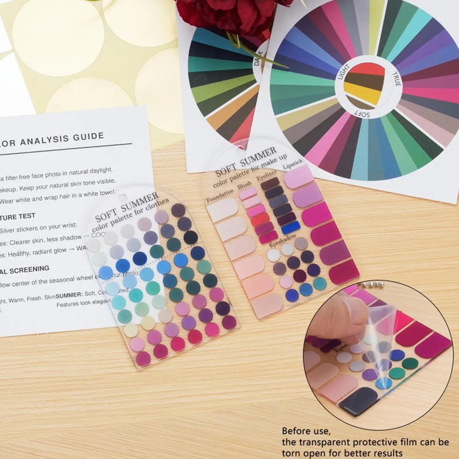 2pcs Soft Summer Color Palette Card Acrylic Clothing Makeup Color Matching Card for Shopping makeup clothing matching