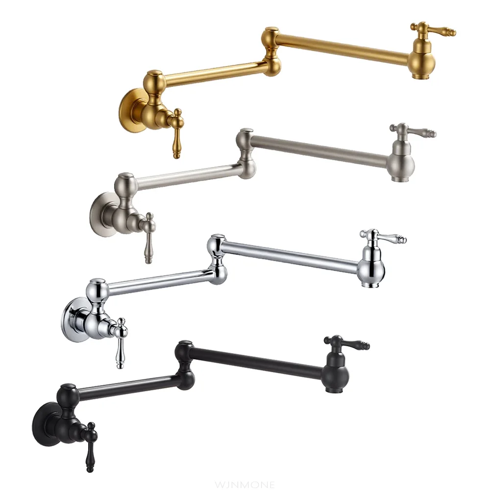 Sfacettes d'évier de cuisine en cuivre massif de luxe, pliage à froid simple 360 ° Robinet de cuisine rotatif, robinet d'eau de lavage universel mural Accessoires de cuisines mitigeur cuisine robinets cuisine