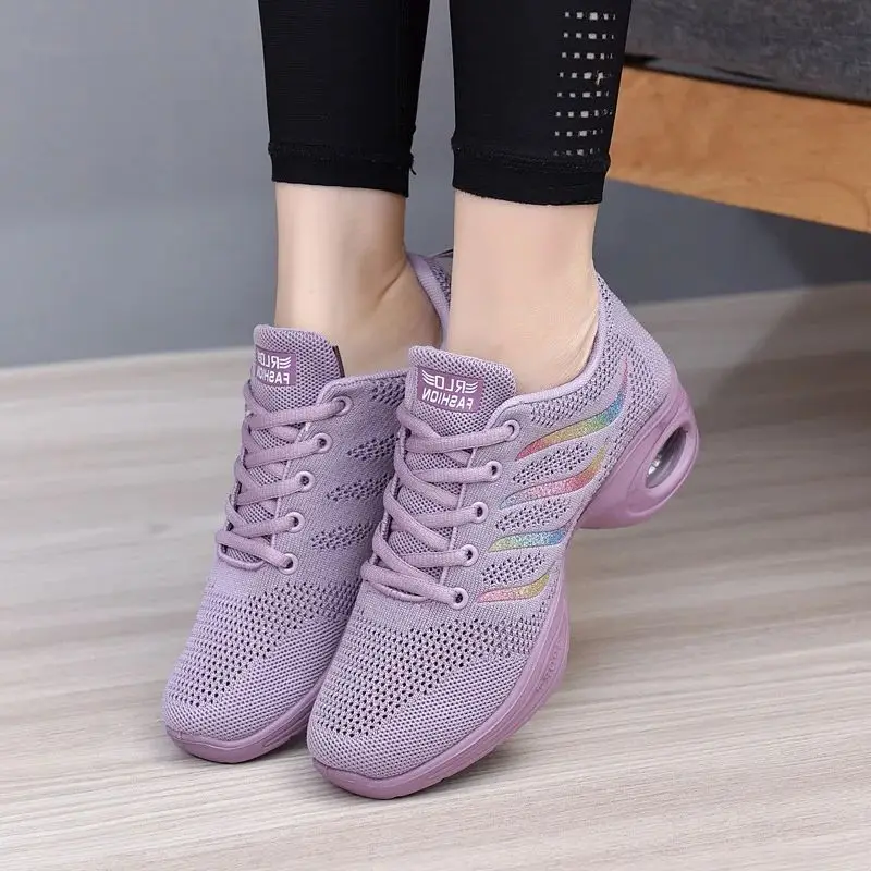 Chaussures de danse femme dames moderne semelle souple Jazz baskets maille respirant léger femme danse Fitness chaussures Sport