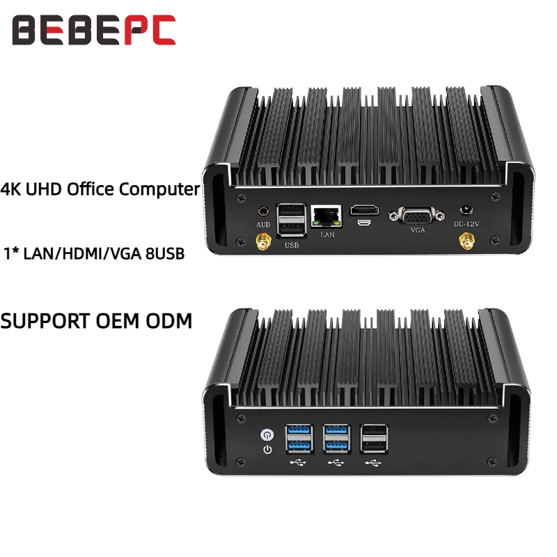Intel Core I7-5500U I5-5200U I5-4200U I3-5005U Mini-PC mit 8xUSB 1xHDMI 1xVGA, unterstützt WiFi, Pfsense, Linux-Computer, Win10-fähig