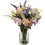 Nearly Natural Lavender and Hydrangea Artificial Flower Arrangement Multicolor