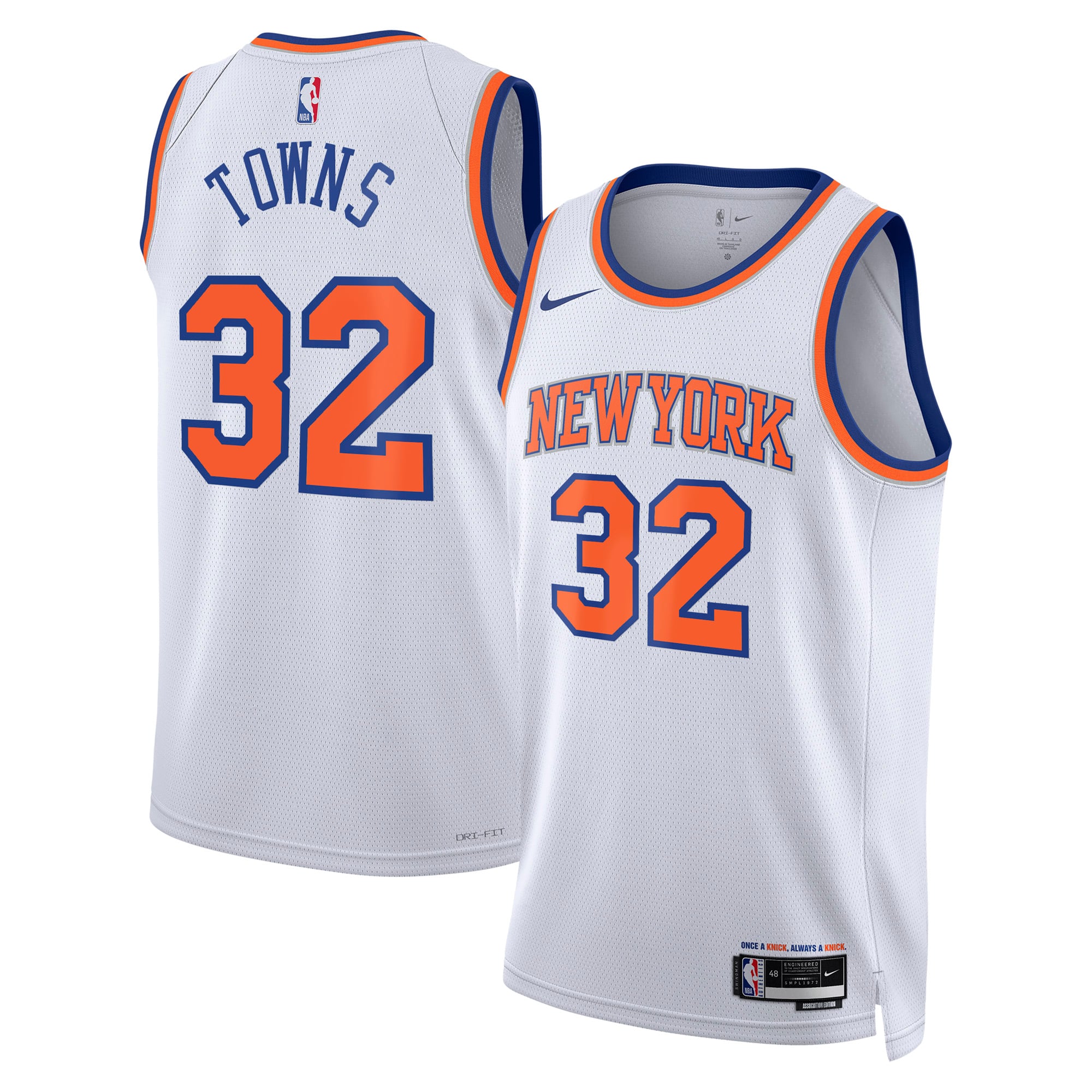 Maillot Swingman Nike Association Edition des New York Knicks - Blanc - Karl-Anthony Towns - Enfant - unisexe Taille: M (10/12)
