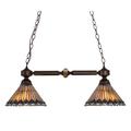 Meyda Lighting Tiffany Jeweled Peacock 32 Inch 2 Light Linear Suspension Light - 27411