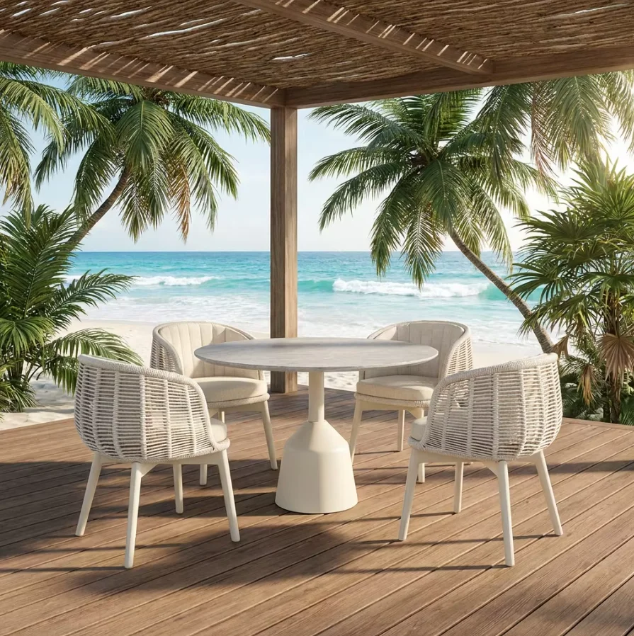 *Garden Furniture Table Set Outdoor Rope Dining Chair Aluminum Patio Dining Set Hotel Outdoor Dining Set Garden Table and Chairs