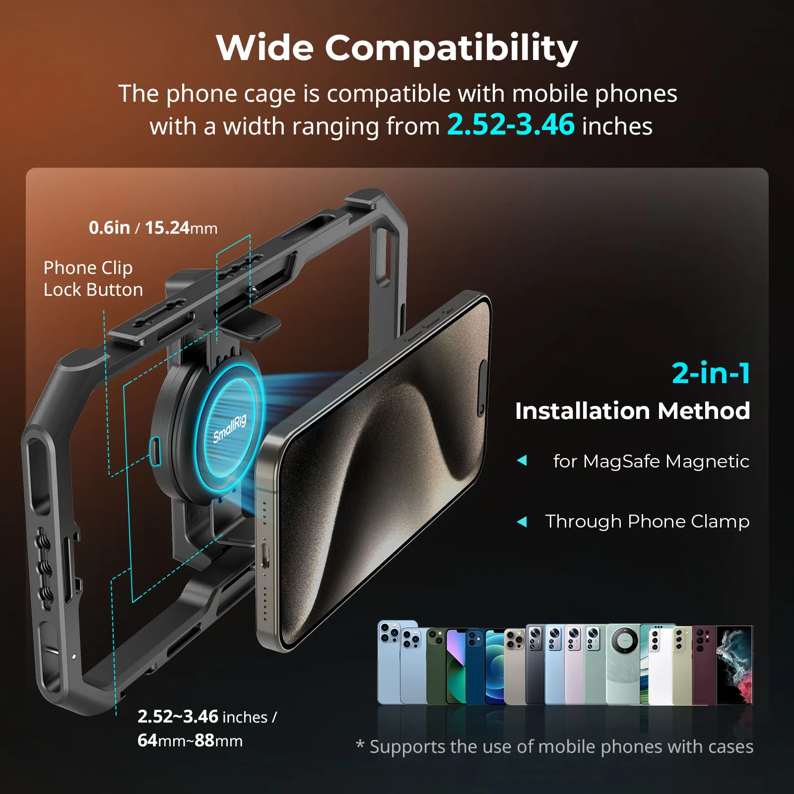 SmallRig 4597 Universal All-in-One Aluminum Smartphone Video Rig Kit Wireless Control Dual Handles for Smartphone