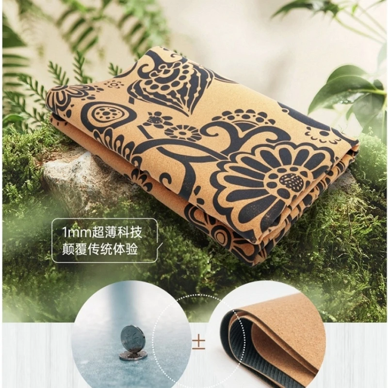 1mm Cork Yoga Mats Fordable for Yoga Fitness Gym Exercise Yoga Pilates Pads for Gym Fitness Yoga Studio, Portable Fitness mats