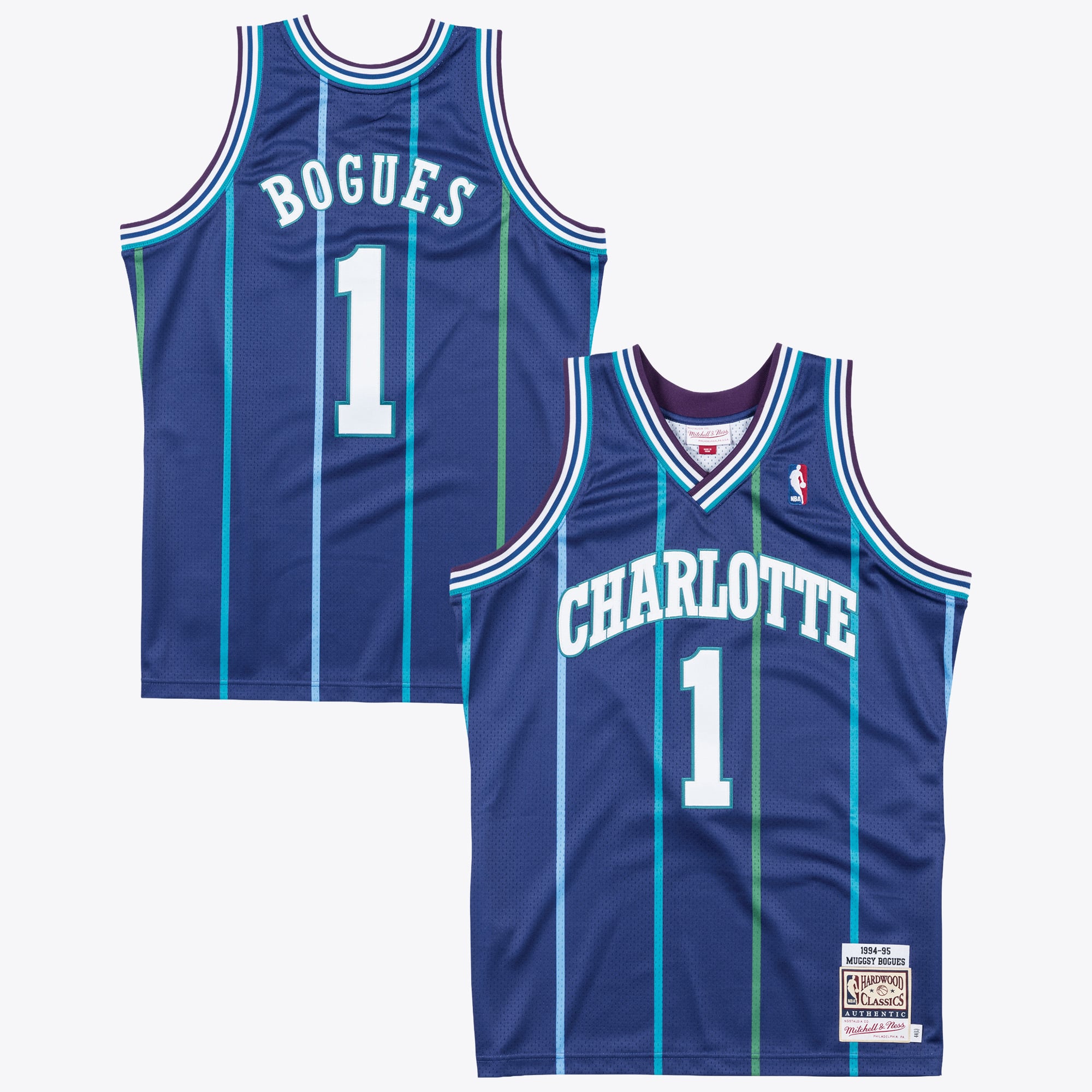 Maillot authentique Mitchell & Ness Muggsy Bogues des Charlotte Hornets - Homme Taille: L