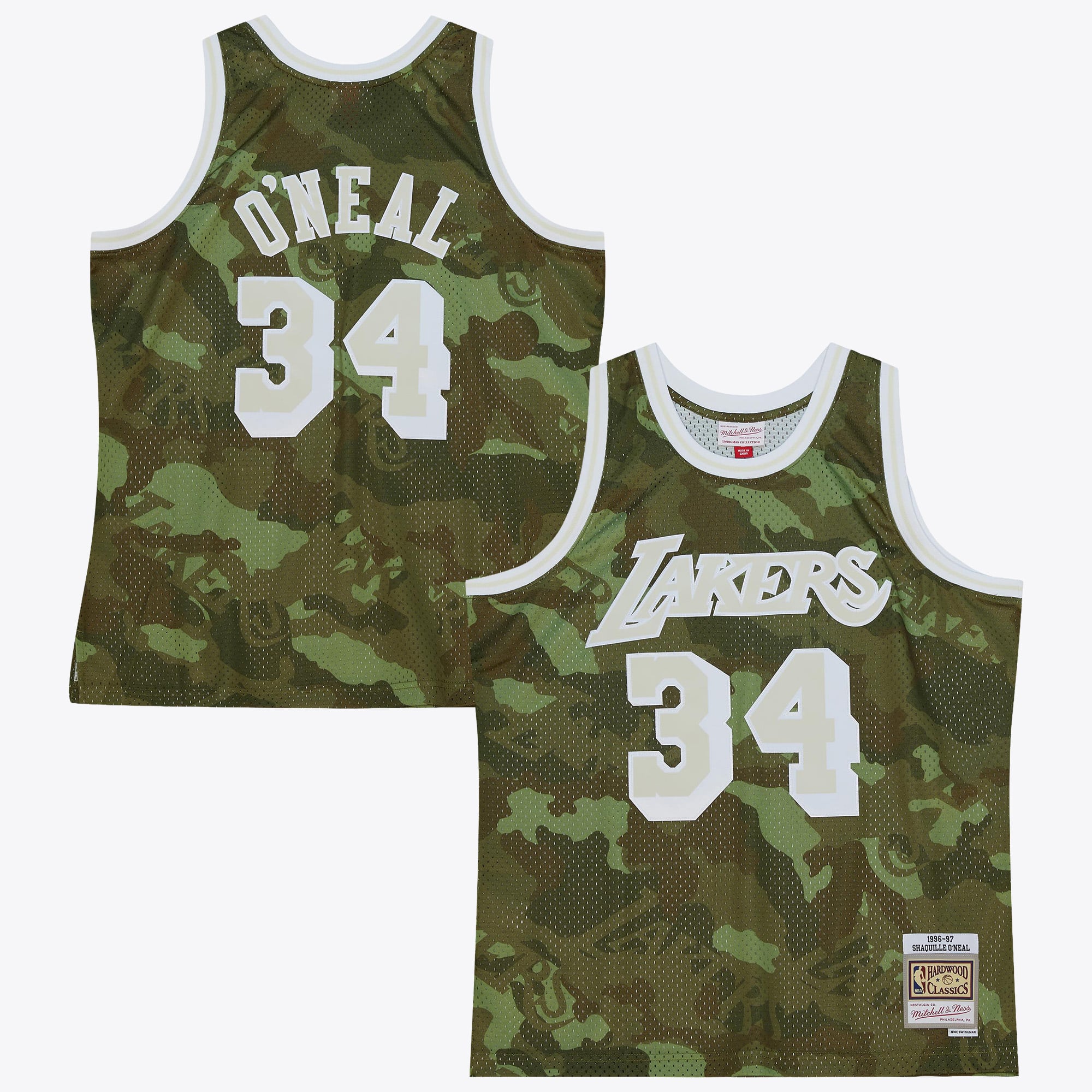 Maillot Swingman camouflage fantôme Mitchell & Ness Shaquille O'Neal 1996 des Los Angeles Lakers - Vert - Homme Taille: L