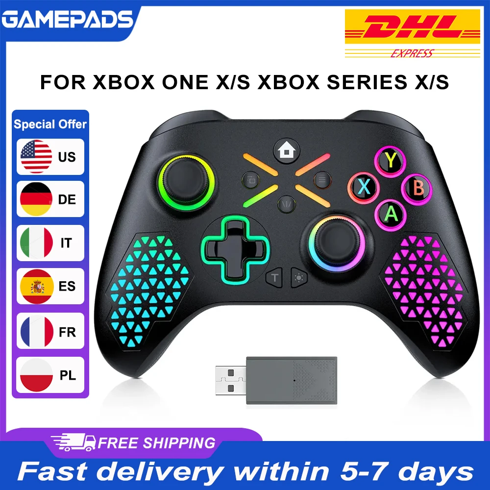 RGB Wireless Controller für Xbox Xbox One/Xbox Series X/S/PC Controle Xbox One 650mAh Akku Gamepad Multifunktions-Joystick