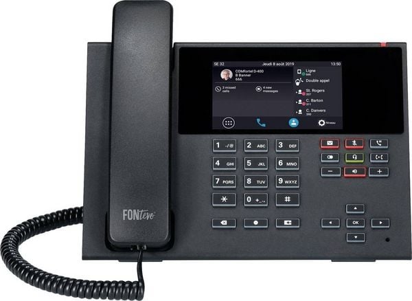 Auerswald COMfortel D-400 Schnurgebundenes Telefon, VoIP Anrufbeantworter, Freisprechen, PoE, Headsetanschluss Touch-Farbdisplay Schwarz