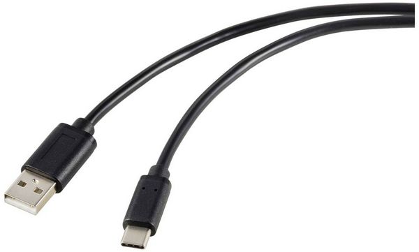 Renkforce USB-Kabel USB 2.0 USB-C® Stecker, USB-A Stecker 1.80 m Schwarz Gesamtschirm RF-5720398