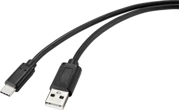 Renkforce USB-Kabel USB 2.0 USB-C® Stecker, USB-A Stecker 2.00 m Schwarz mit antimikrobieller Oberfläche RF-4695144