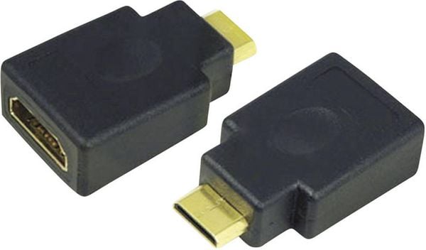LogiLink AH0009 HDMI Adapter [1x HDMI-Stecker C Mini - 1x HDMI-Buchse] Schwarz vergoldete Steckkontakte