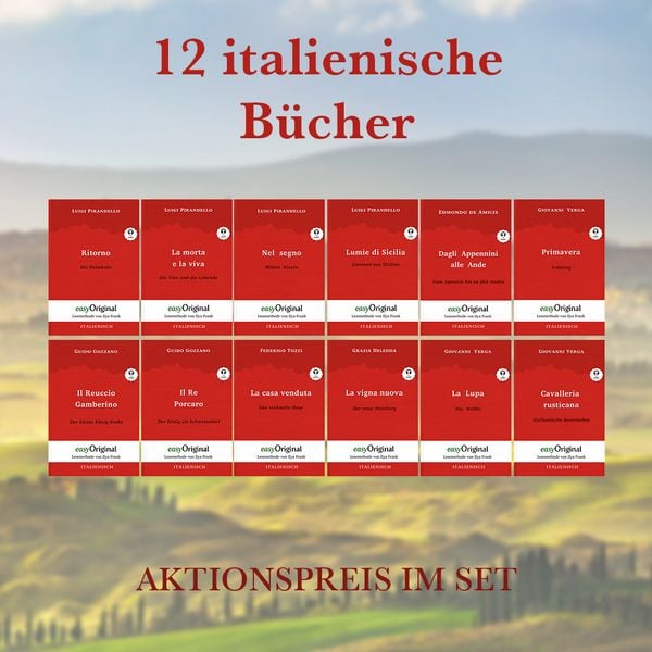 12 italienische Bücher (Bücher +12 Audio-CDs) - Lesemethode von Ilya Frank, Set von Luigi Pirandello,Giovanni Verga,Federigo Tozzi,Guido