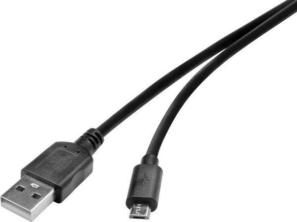 Renkforce USB-Kabel USB 2.0 USB-A Stecker, USB-Micro-B Stecker 0.30 m Schwarz vergoldete Steckkontakte RF-4463076