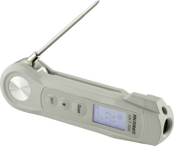 VOLTCRAFT UKT-100 Einstichthermometer Messbereich Temperatur -40 bis 280 °C LED-Taschenlampe, Berührungslose IR-Messung, IP65