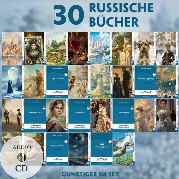 30 russische Bücher (30 Bücher + Audio-CDs) - Frank-Lesemethode - Kommentierte zweisprachige Ausgabe Russisch-Deutsch, Set von Anton Pawlowitsch
