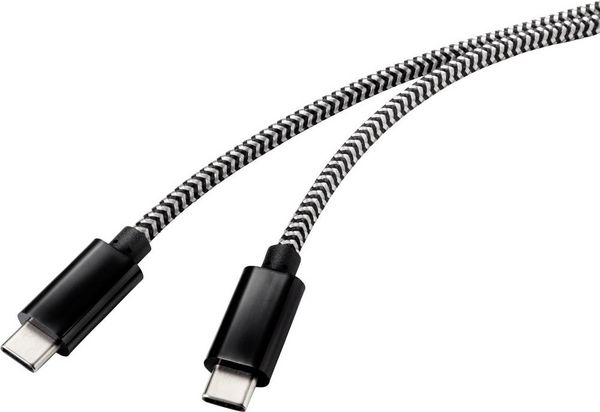 Renkforce USB-Kabel USB 2.0 USB-C® Stecker, USB-C® Stecker 3.00m Schwarz/Weiß RF-4598412