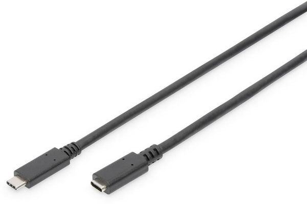 Digitus USB-Kabel USB 3.2 Gen1 USB-C® Stecker, USB-C® Buchse 0.70 m Schwarz beidseitig verwendbarer Stecker AK-300210-007-S