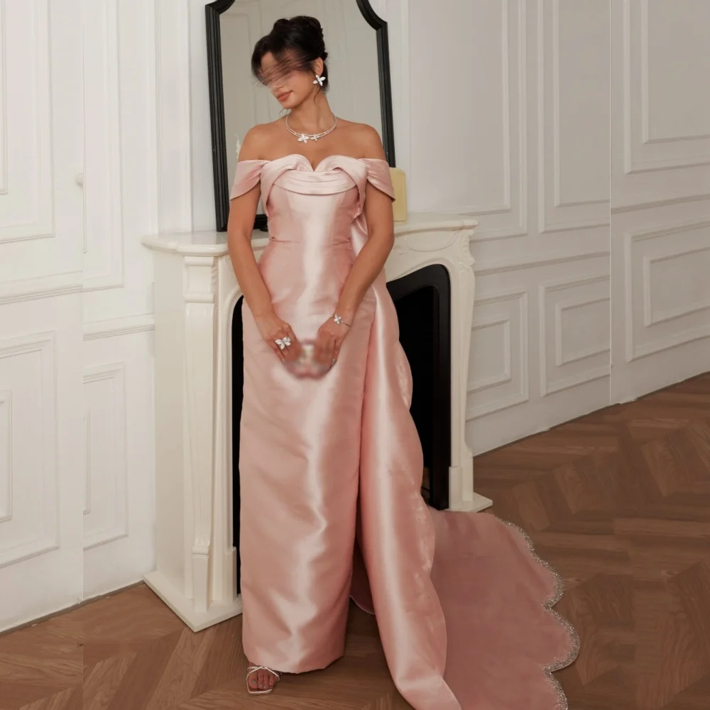 Customized Temperament Elegant Off-the-shoulder Wedding Party Dress Straight Long Dresses Formal Evening Dress Glitter