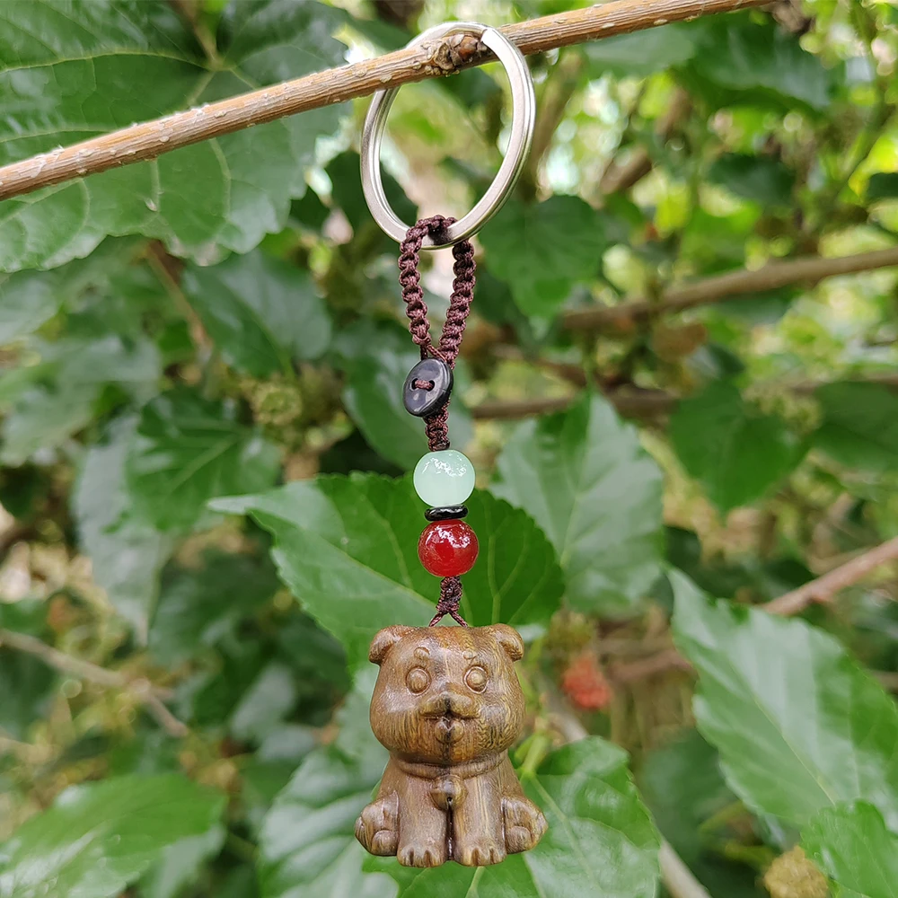 1 pendentif en bois sculpté à la main en forme de chien, nouveau style chinois, thème animal, adapté aux pendentifs portables, décorations de fêtes, décorations d