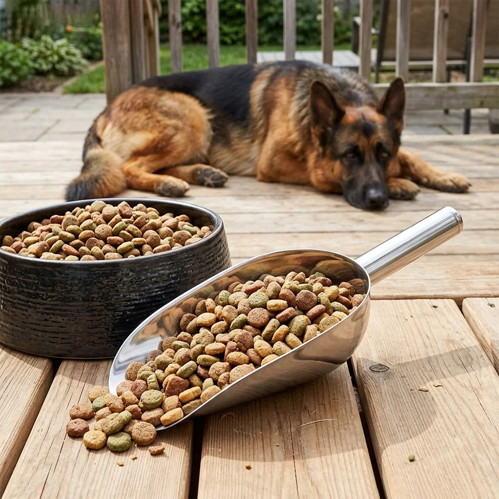 Cuillère en acier inoxydable pour nourriture pour animaux de compagnie, cuillère épaisse et robuste à long manche pour nourriture pour chiens, cuillère en métal de grande capacité, cuillère universelle pour nourriture pour chats et chiens, cuillère...