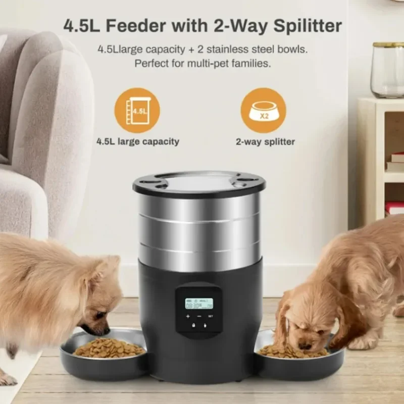 Distributeur automatique de nourriture pour animaux de compagnie intelligent de 4,5 L, distributeur de nourriture pour chats, gamelle pour chats et chiens, distributeur automatique de nourriture pour