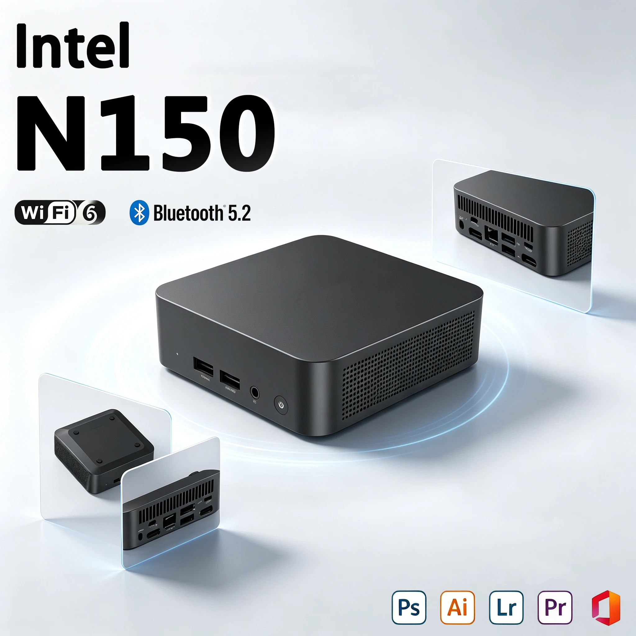 Mini-ordinateur Intel N150 16 Go DDR4 1/2 To SSD PC Windows 11 UHD Graphics Mini PC 4K HD Mini PC de jeu de bureau