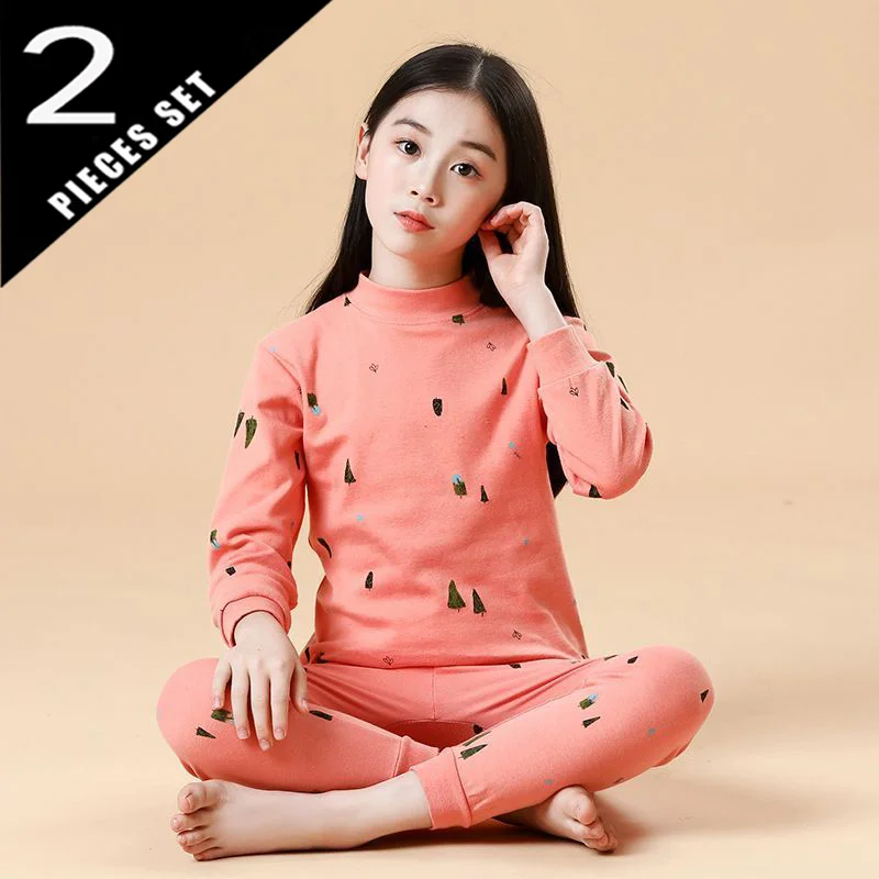 Ensemble de sous-vêtements pour garçons et filles 2026, vêtements pour enfants, hauts chauds + pantalons, 2 pièces, vêtements pour enfants, vêtements de maison, pyjamas, 3-14 ans