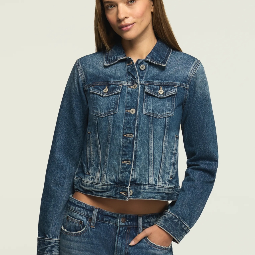 Lucky Brand Denim Shrunken Trucker Jacket - Women's Clothing Outerwear Jackets Coats in Unique Wash, Size XS