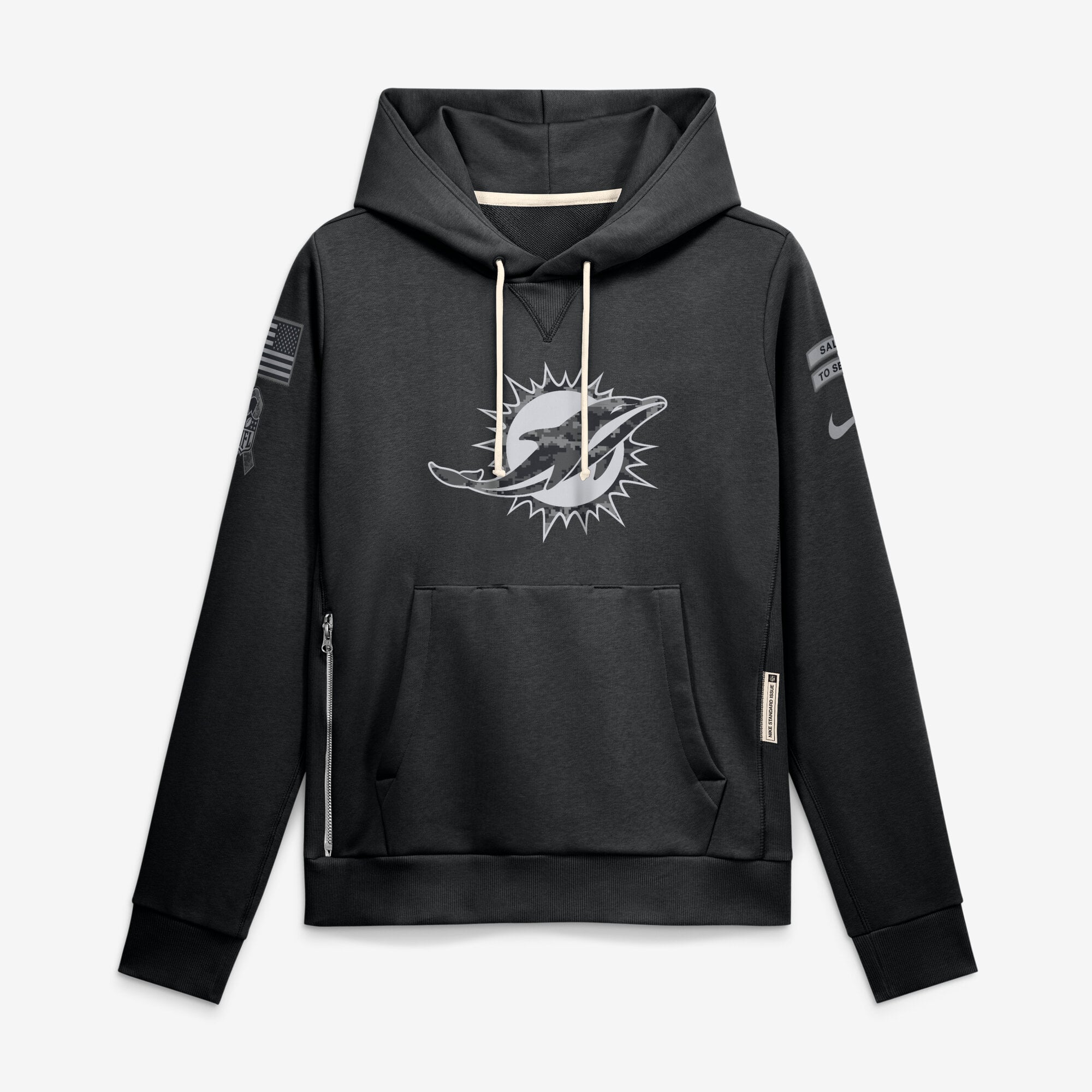 Nike Damen-Pullover-Hoodie „Miami Dolphins 2026 Salute to Service Sideline Dri-FIT“ in Schwarz