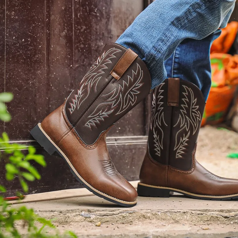 2026 Neue Motorradstiefel aus ultrafeinem Faserleder, amerikanische Herren-Cher-Stiefel, Knight Retro-Stiefel, Größe 48, Herren-Lederstiefel