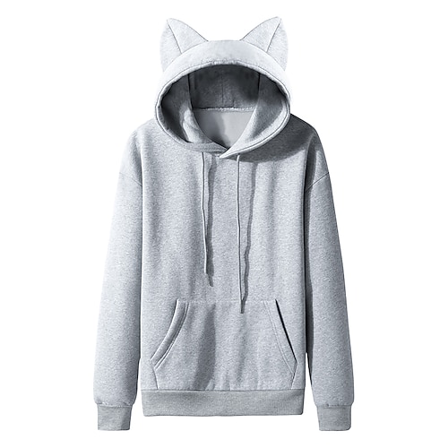 Felpa con cappuccio Ritorno a scuola Natale Carino Cosplay Coniglio Manica a Vescovo Girocollo Orecchio di gatto Harajuku Kawaii per Per donna Adulti Stampa a caldo per Ritorno a scuola