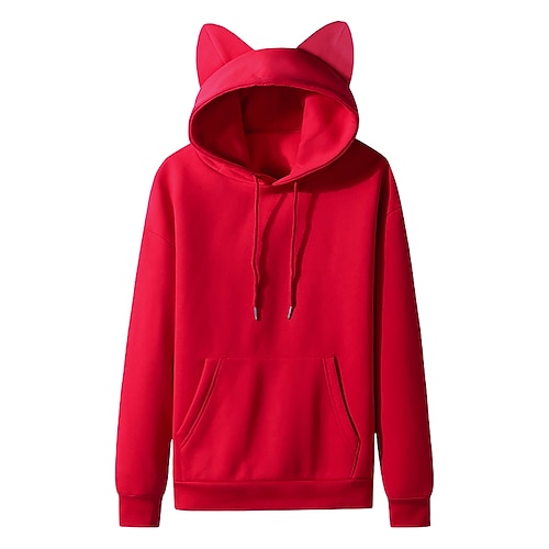 Felpa con cappuccio Ritorno a scuola Natale Carino Cosplay Coniglio Manica a Vescovo Girocollo Orecchio di gatto Harajuku Kawaii per Per donna Adulti Stampa a caldo per Ritorno a scuola