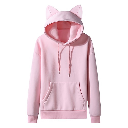 Felpa con cappuccio Ritorno a scuola Natale Carino Cosplay Coniglio Manica a Vescovo Girocollo Orecchio di gatto Harajuku Kawaii per Per donna Adulti Stampa a caldo per Ritorno a scuola
