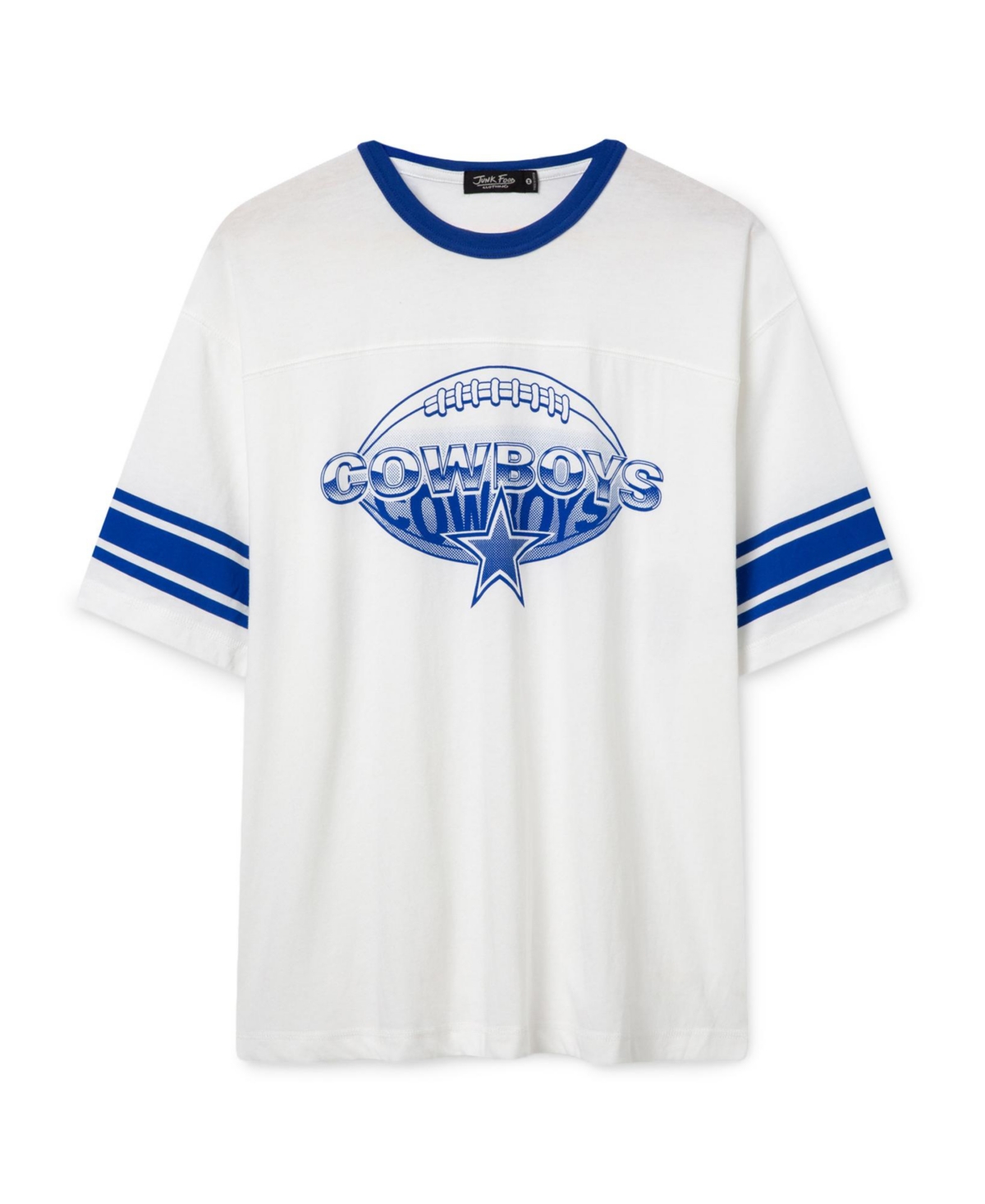 Junk Food Clothing Unisex Nfl Dallas Cowboys Oversized Striped Ringer Tee - Vintage White