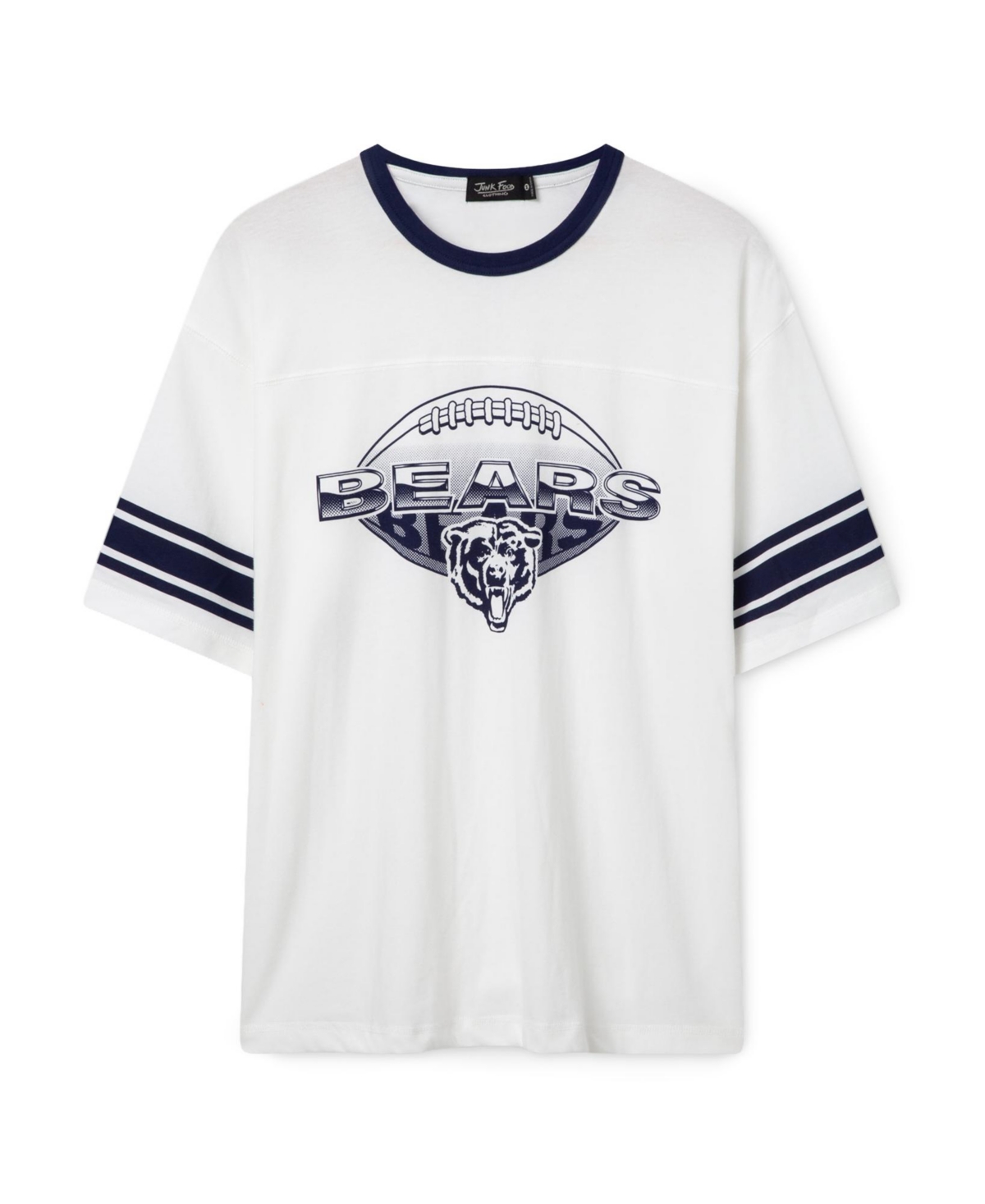 Junk Food Clothing Unisex Nfl Chicago Bears Oversized Striped Ringer Tee - Vintage White