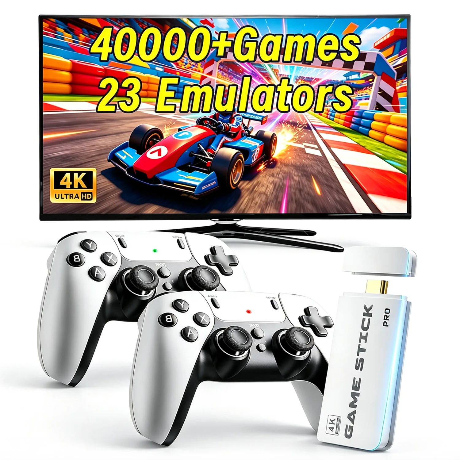 M15 4K HDMI Retro Game Stick 64GB 40000+ Built‑in Classic Games 2.4G Wireless Controllers 20+ Emulators Video Game Console