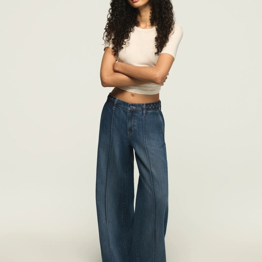 Lucky Brand Braided Wide Leg - Women's Pants Denim Wide Leg Jeans in Tidying Up Wash, Size 32 x 31