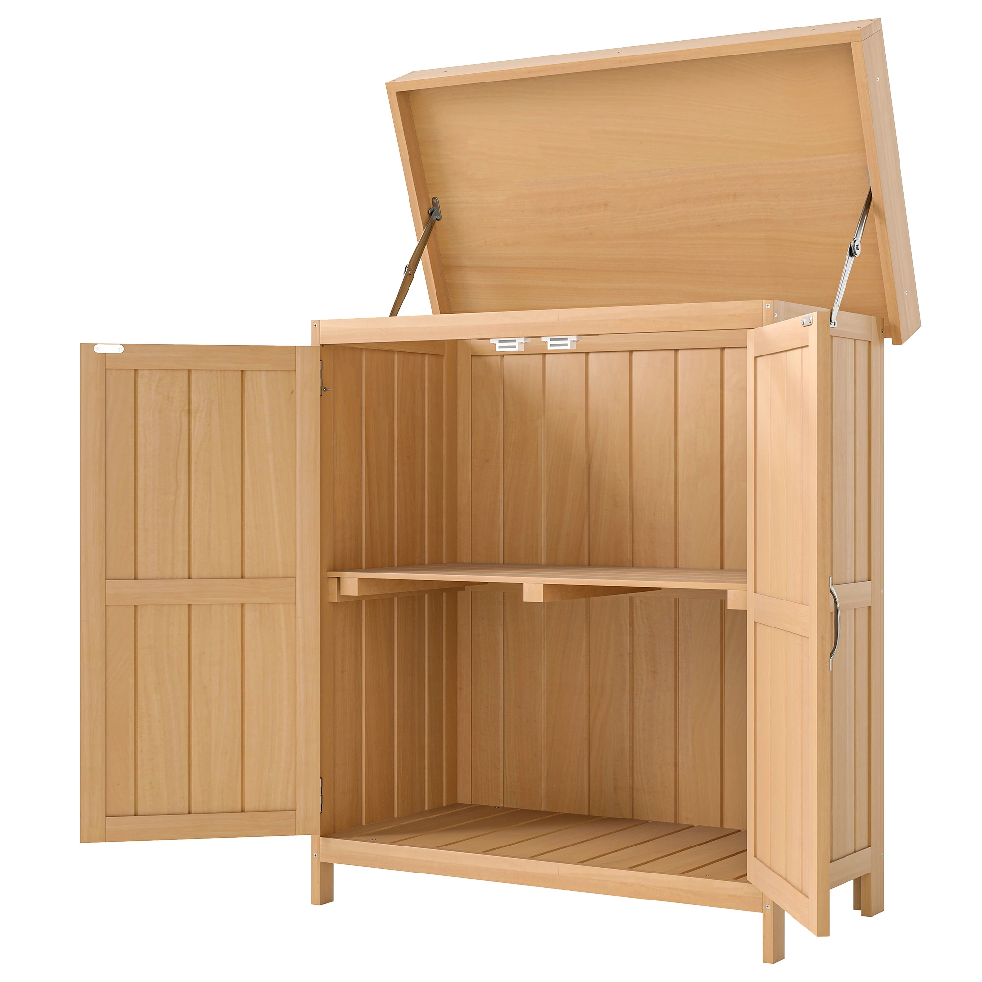 Armoire de jardin en bois de sapin, abri à outils résistant aux intempéries, 74 x 43 x 88 cm, cabanon à double porte, 2 compartiments, armoire à outils, cabanon de jardin, abri de jardin pour jardin