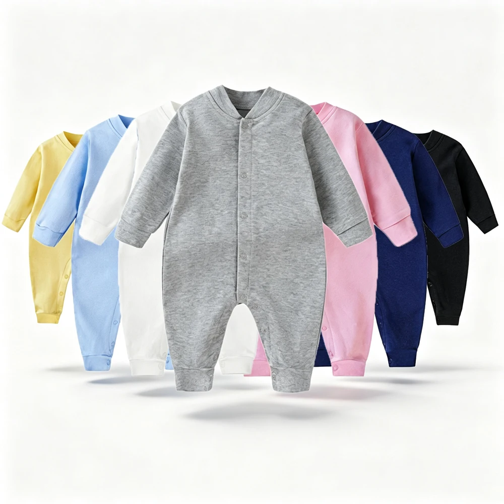 Vêtements pour bébés 0-24 mois, combinaisons unisexes pour bébés, vêtements pour garçons, combinaisons pour petites filles, pyjamas en coton doux uni blanc, rose, bleu