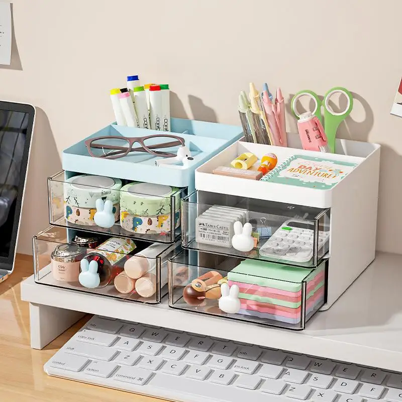 Kleiner Schreibtisch-Organizer mit Schublade, Büro-Aufbewahrungsbox, Make-up-Organizer, Visitenkarten-/Stift-/Bleistift-/Handy-/Schreibwarenhalter