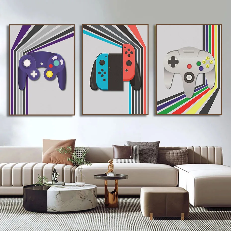Handheld Game Console Gamepad Canvas Painting Wall Print Picture for Kids Room Home Decor Retro Video Game Controllers Poster