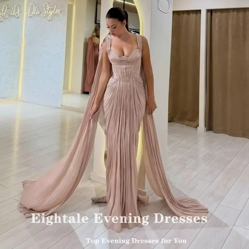 Eightale Baby Pink Evening Dresses Customized Sweetheart Pleats Floor Length Mermaid Prom Party Gown Vestido De Fiesta