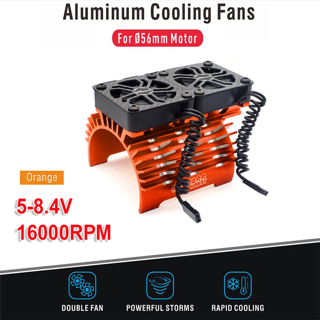 Surpass Hobby 1/5 RC Car 55/56/58mm Brushless Motor Fan 16000 RPM High Speed Double Cooling Fan Heat Sink W/ Carbon Cover Parts