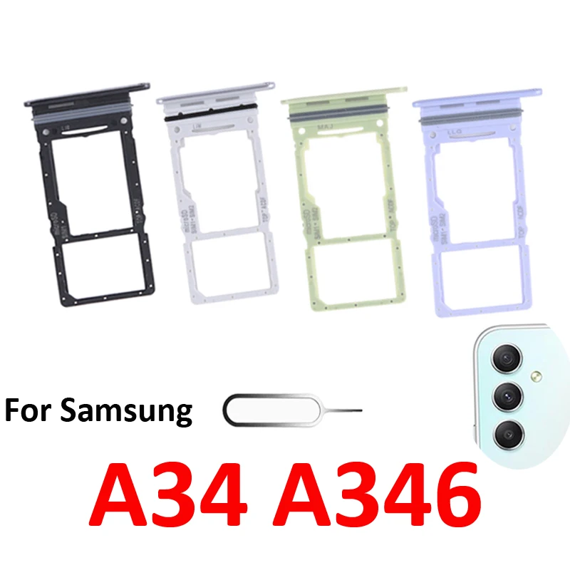 Für Samsung Galaxy A34 5G A346 A346B Telefon-SIM-Kartenfach Micro-SD-Chip-Kartensteckplatz Schubladenhalter Einzel- und Doppelschachtel Schwarz