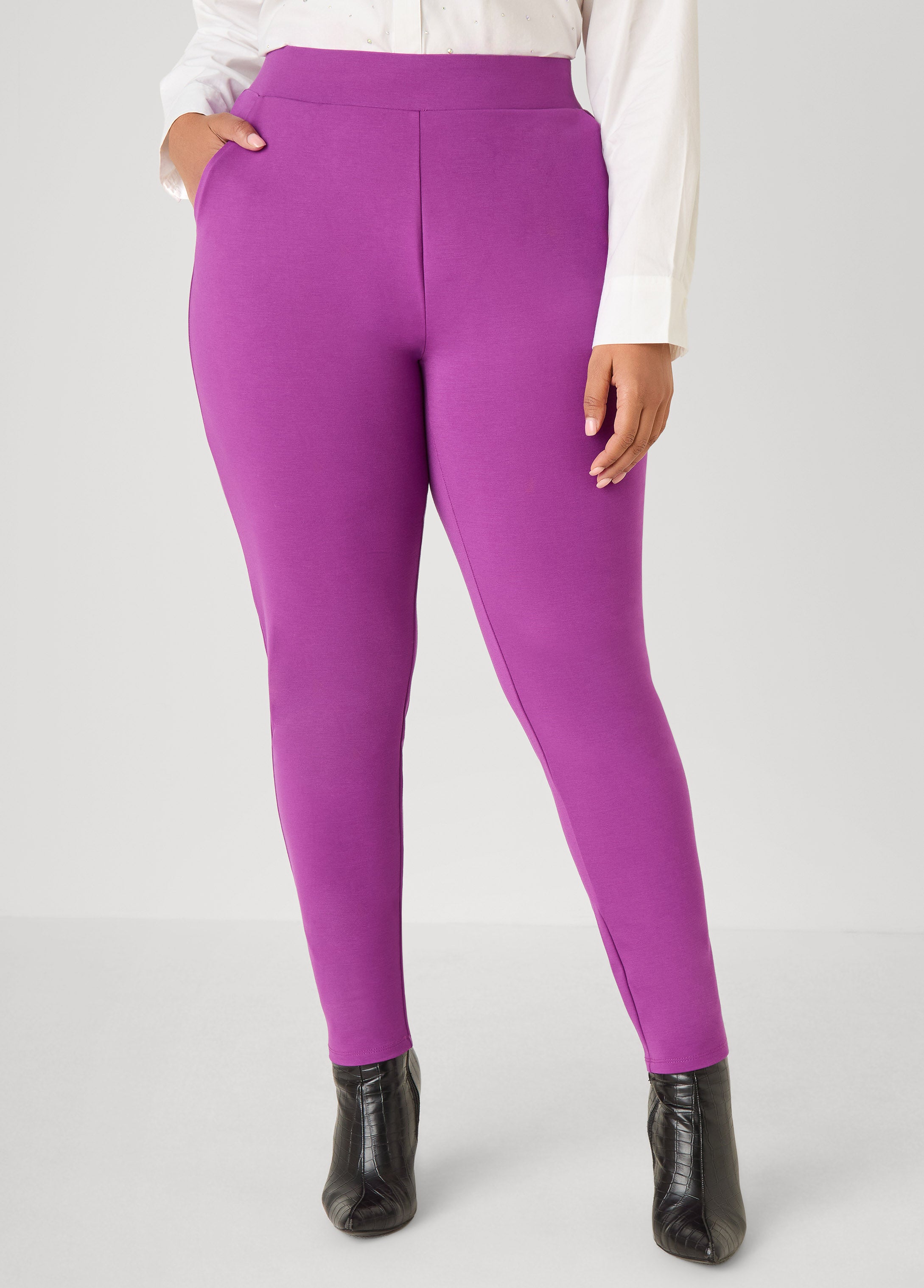 Plus Size Pull On Ponte Leggings - Ashley Stewart