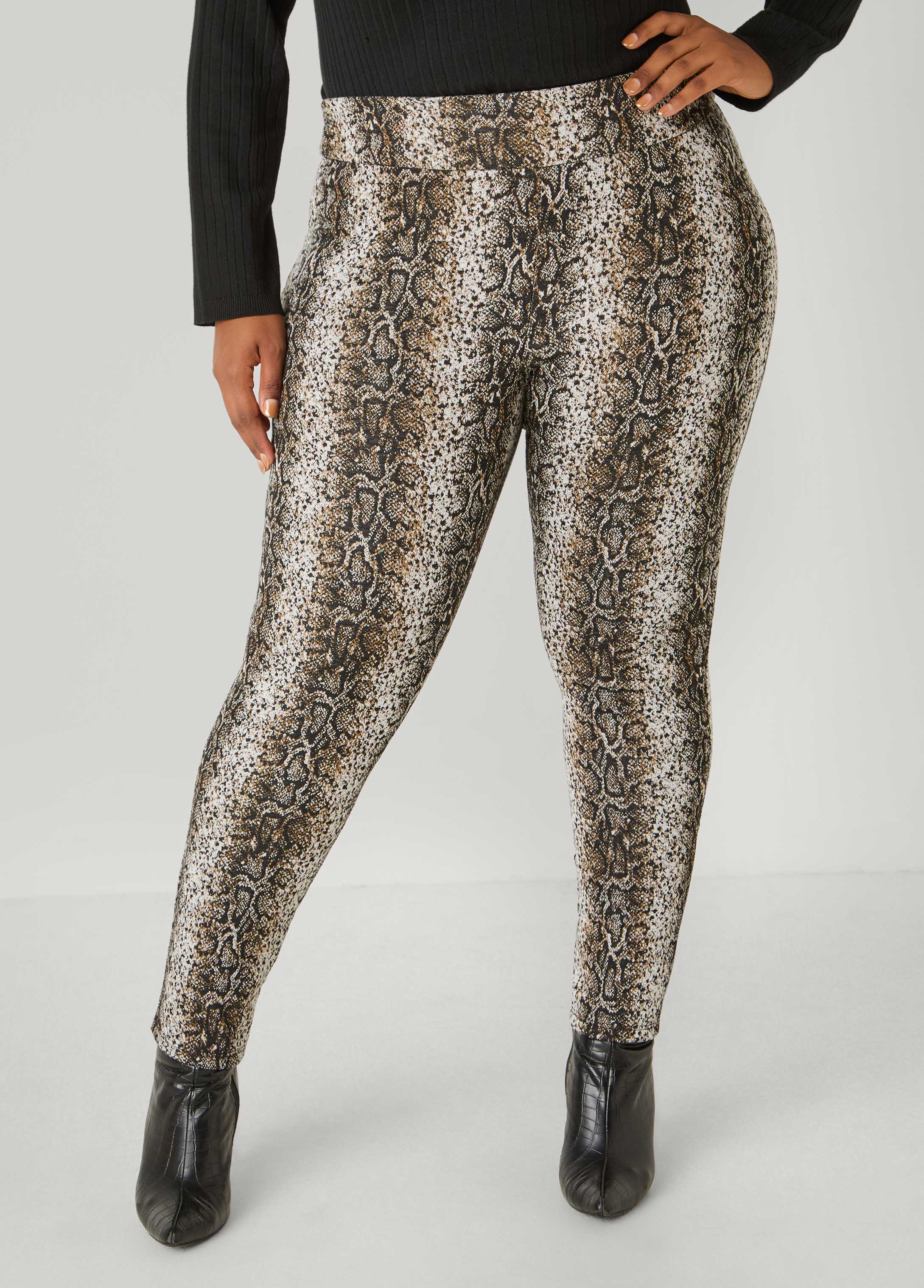Plus Size Mid Rise Snake Leggings