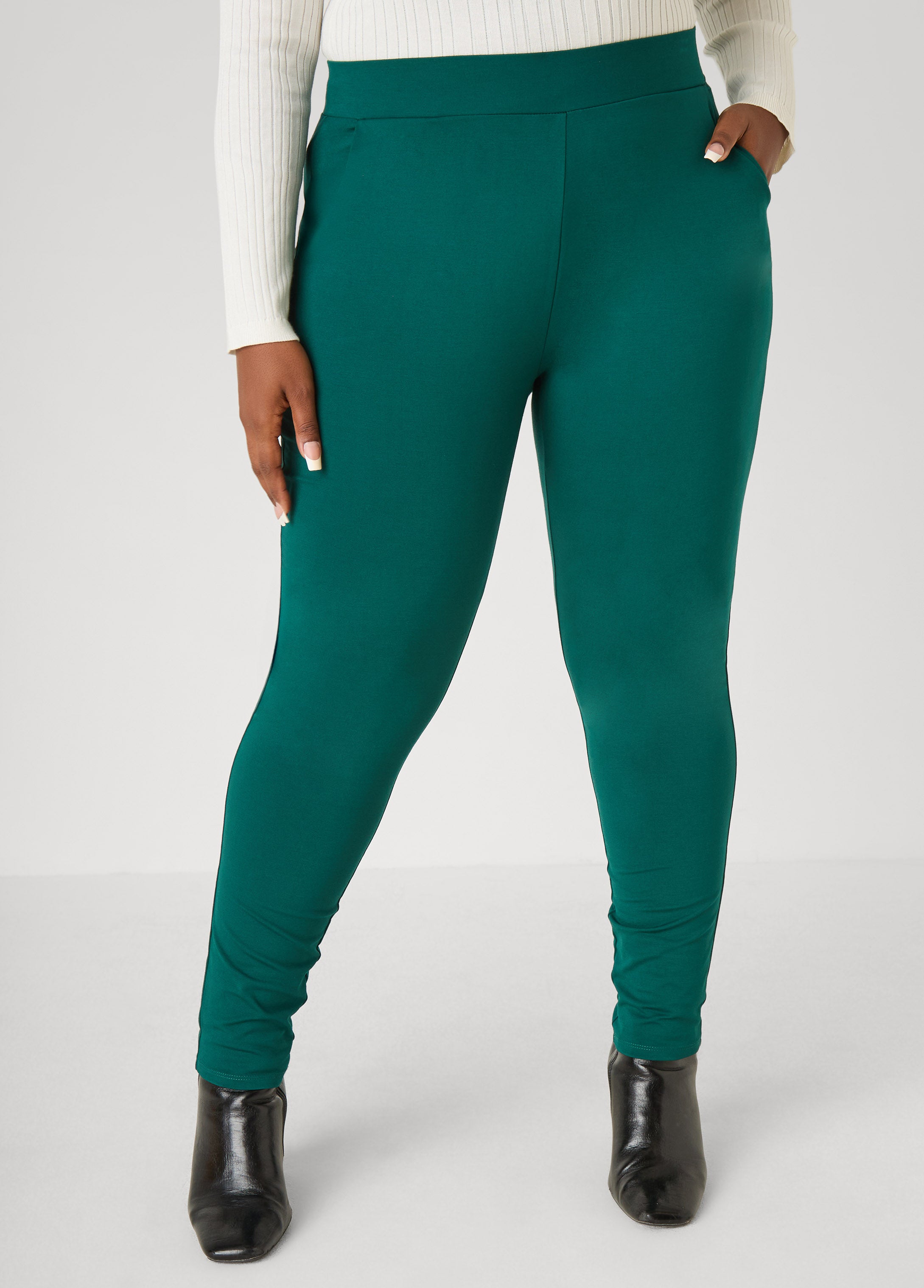 Plus Size High Waist Pull On Ponte Leggings