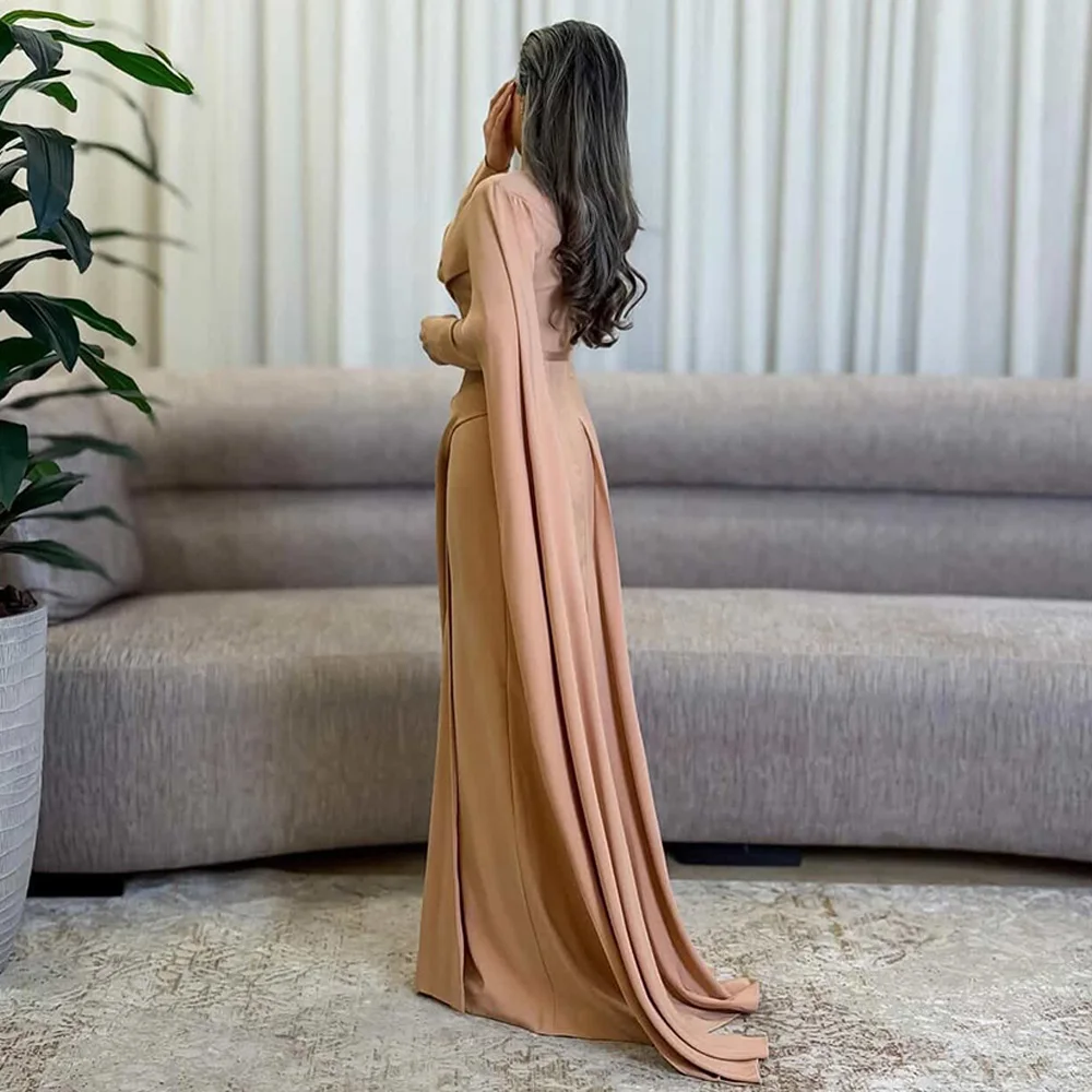 Customized Elegant Belt Crew Neck Long Sleeves Evening Dress High Quality Mermaid Party Dresses Zipper Back Homecoming Dress